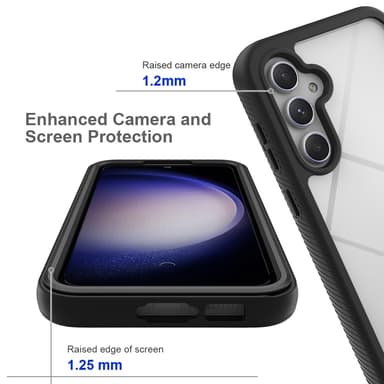 SKALO Samsung S23 FE Shockproof Clear Hybrid Skal - Svart