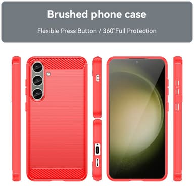 SKALO Samsung S24+ Armor Carbon Stöttåligt TPU-skal - Röd