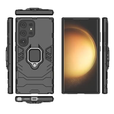 SKALO Samsung S24 Ultra Armor Hybrid Metallring skal - Svart