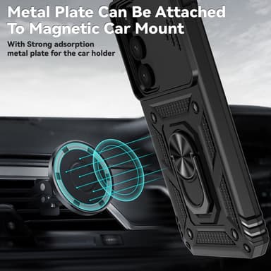 SKALO Samsung S24+ Armor Hybrid Metallring Kameraslider - Svart