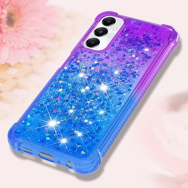 SKALO Samsung A05s 4G Kvicksand Glitter Hjärtan TPU-skal - Lila-Blå