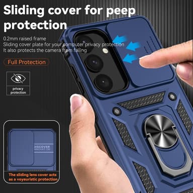 SKALO Samsung S24 Armor Hybrid Metallring Kameraslider - Blå