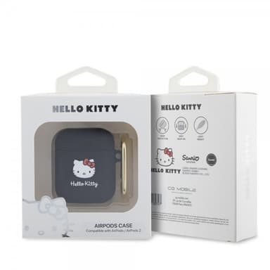 Hello Kitty AirPods 1/2 Skal Liquid Silicone Svart