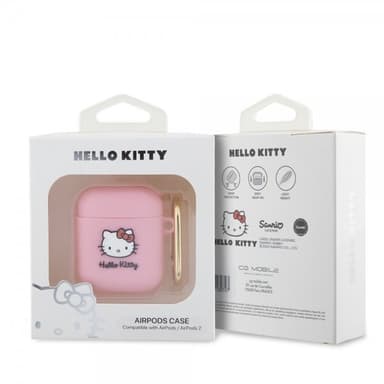 Hello Kitty AirPods 1/2 Skal Liquid Silicone Rosa