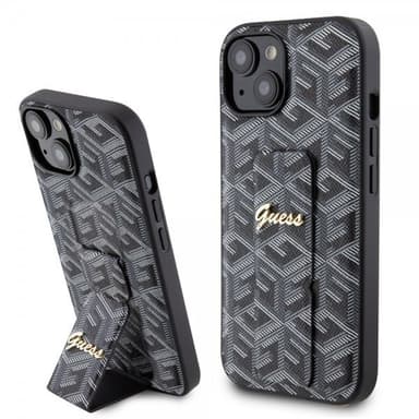 Guess iPhone 15 Skal G Cube Grip Stand Svart