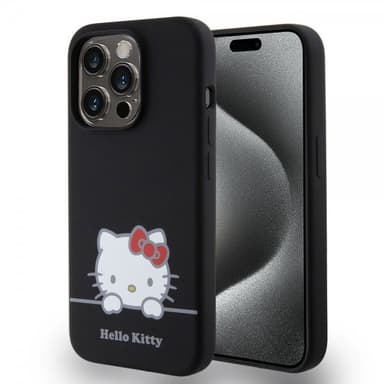 Hello Kitty iPhone 15 Pro Skal Liquid Silicone Svart
