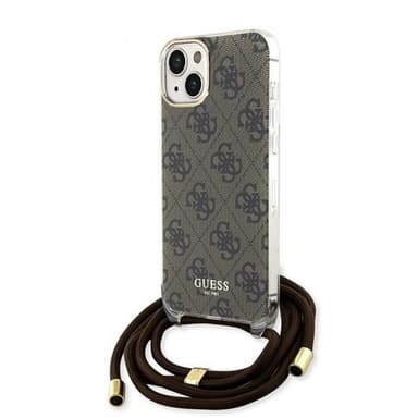 Guess iPhone 15 Skal Crossbody Cord Brun