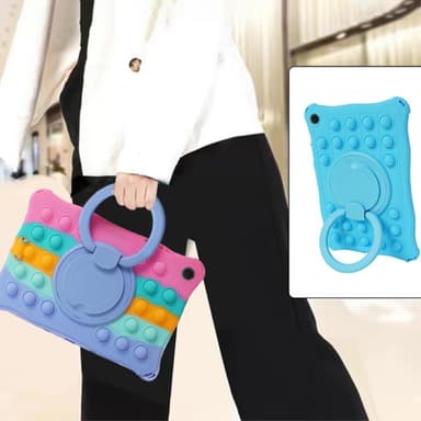 SKALO Samsung Tab A9 Stöttåligt Armor Popit Silikon Skal - Rainbow