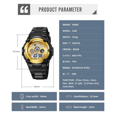 Armbandsklocka Armbandsur Klocka elektronisk 12 / 24H