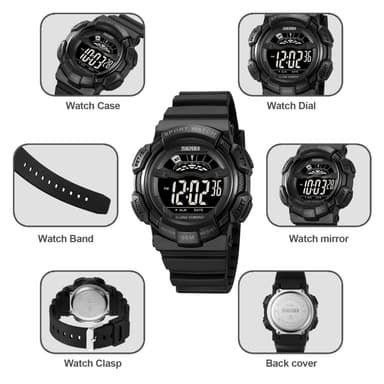 Armbandsklocka Armbandsur Klocka 50m vattentät TPU-rem