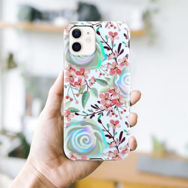 iPhone 12 / 12 PRO Fodral Skal Blommor (Vit)