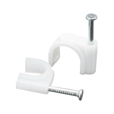 Kabelklämmor med spik 100-pack Vit 6 mm