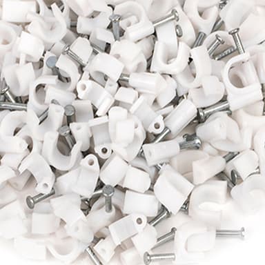 Kabelklämmor med spik 100-pack Vit 6 mm