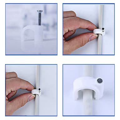 Kabelklämmor med spik 100-pack Vit 6 mm
