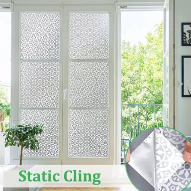 Fönsterfilm för integritetsskydd Blommönster Static Cling Vit 44.5 x 2