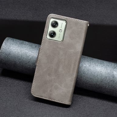 SKALO Motorola Moto G54 5G Plånboksfodral i PU-Läder - Grå