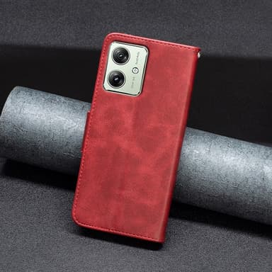 SKALO Motorola Moto G54 5G Plånboksfodral i PU-Läder - Röd