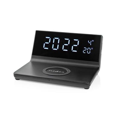 Nedis Trådlös laddare för Väckarklocka | Qi certifierad | 5 / 7.5 / 10 / 15 W | USB A-Hane | 2 Larmtider | Snooze-funktion
