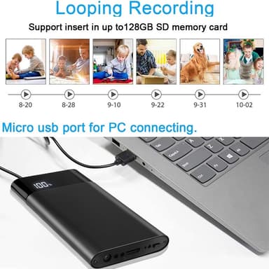 5000mAh PowerBank 1080P HD Audio Video Kamera Övervakningskamera