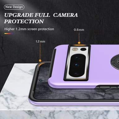 Till Pixel 8 Pro Hybrid skal med Finger Ring - Lila