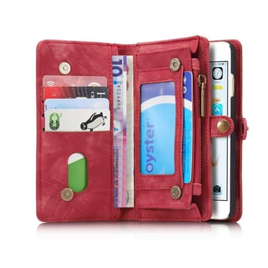 CASEME iPhone 6s 6 Plus Retro Split läder plånboksfodral Röd