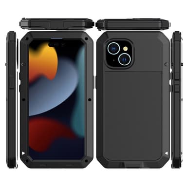 Heavy Duty Robust Hybrid-fodral Skal + härdat glas för iPhone 15