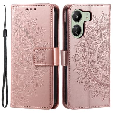 SKALO Xiaomi Redmi 13C 4G Mandala Plånboksfodral - Roséguld