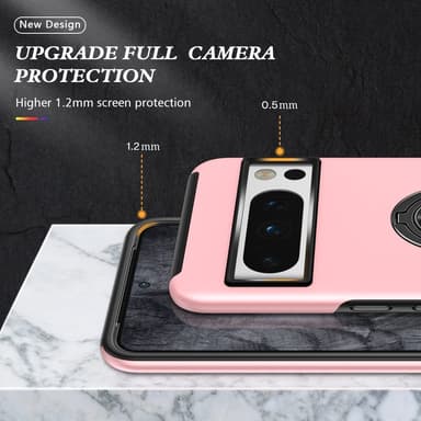 Till Pixel 8 Pro Hybrid skal med Finger Ring - Rosa