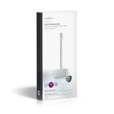 USB Typ C-multiadapterkabel | Typ-C, hane - USB A + HDMIT + USB typ-C | 0.2 m