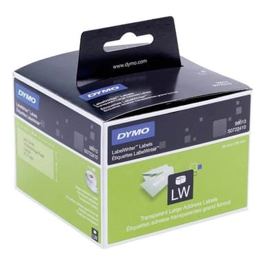 DYMO LabelWriter stora transparenta adressetiketter, 89x36mm, 260st (S0722410)
