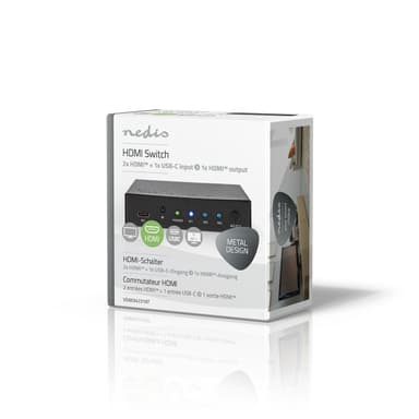 Nedis HDMI ™ Switch | 3-Port port(s) | 1x USB-C™ / 2x HDMI™ Ingång | 1x HDMI™ utgång | 4K@60Hz | 18.0 Gbps | Metall | Antracit