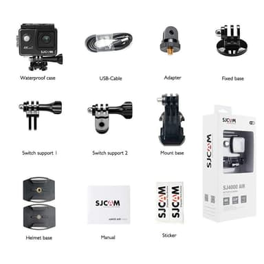 SJCAM SJ4000AIR 4K 30fps Actionkamera Wifi uppkopplad, Vattentätt skal, 16MP kamera.