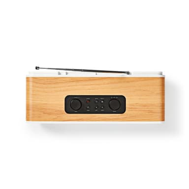 Nedis Internet Radio | Bordsdesign | Bluetooth® / Wi-Fi | DAB+ / FM / Internet | 2.4 "" | Färgskärm | 34 W | Fjärrstyrd | App styrd | Väckarklocka | Sov timer | Brun / Vit