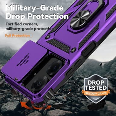 SKALO Xiaomi Redmi 13C 4G Armor Hybrid Metallring Kameraslider - Lila
