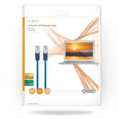 Nedis CAT5e nätverkskabel | SF/UTP | RJ45 hane | RJ45 hane | 15.0 m | Rund | PVC | Blå | Plastpåse
