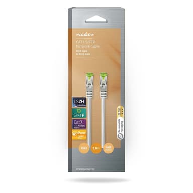Nedis CAT7 nätverkskabel | S/FTP | RJ45 hane | RJ45 hane | 2.00 m | Snagless | Rund | LSZH | Grå | Låda