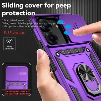 SKALO Xiaomi Redmi 13C 4G Armor Hybrid Metallring Kameraslider - Lila
