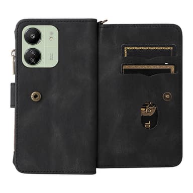 SKALO Xiaomi Redmi 13C 4G Big Wallet 17-FACK Plånboksfodral - Svart
