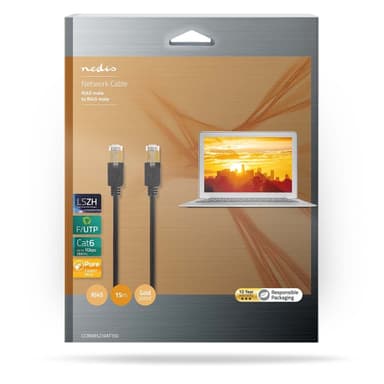 Nedis CAT6 Nätverkskabel | RJ45 hane | RJ45 hane | F/UTP | 15.0 m | Rund | LSZH / PVC | Antracit | Kartong med fönster