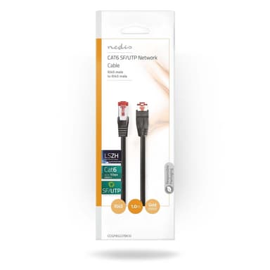 Nedis CAT6 Nätverkskabel | RJ45 hane | RJ45 hane | SF/UTP | 1.00 m | Rund | LSZH | Svart | Kuvert