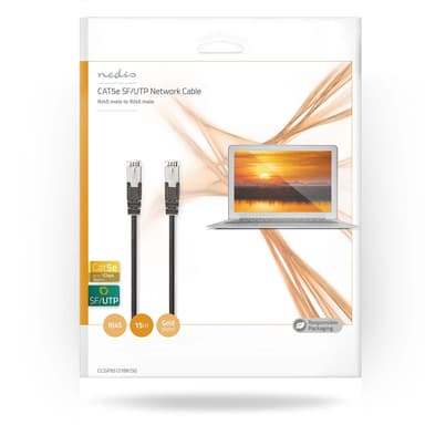 Nedis CAT5e nätverkskabel | SF/UTP | RJ45 hane | RJ45 hane | 15.0 m | Rund | PVC | Svart | Plastpåse