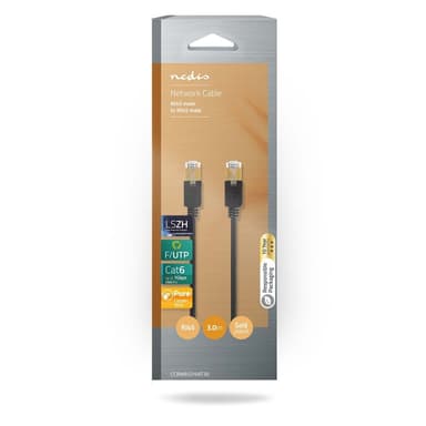 Nedis CAT6 Nätverkskabel | RJ45 hane | RJ45 hane | F/UTP | 3.00 m | Rund | LSZH / PVC | Antracit | Kartong med fönster