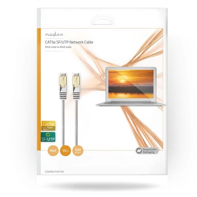 Nedis CAT5e nätverkskabel | SF/UTP | RJ45 hane | RJ45 hane | 15.0 m | Rund | PVC | Grå | Kuvert