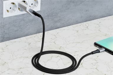 USB-C™ till USB-A textilkabel med metallkontakter 1 m