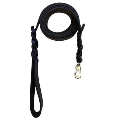 Svensktillverkat läder hundkoppel 15mm x 190cm - Svart