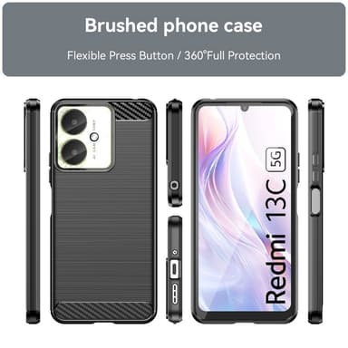 För Xiaomi Redmi 13C Karbon fiber texture Skal Baksida - Svart
