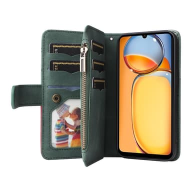 KT Plånboksfodral till Xiaomi Redmi 13C - Grön-Röd