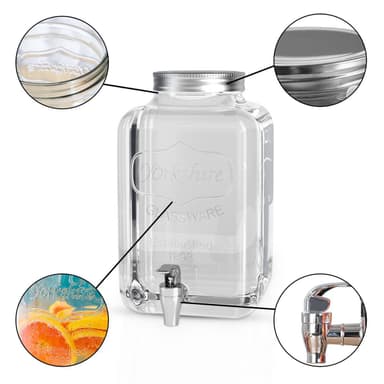 Dryckesdispenser 4 L med kran Glasbehållare