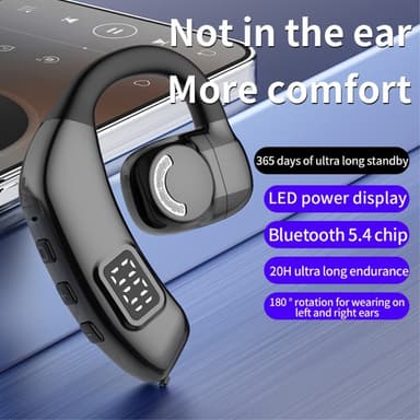 X30 Bluetooth 5.4 Single in-Ear hörlurar Trådlös Hook - Svart