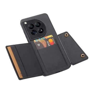 SKALO OnePlus 12 5G PU Läder Skal med Plånbok - Svart